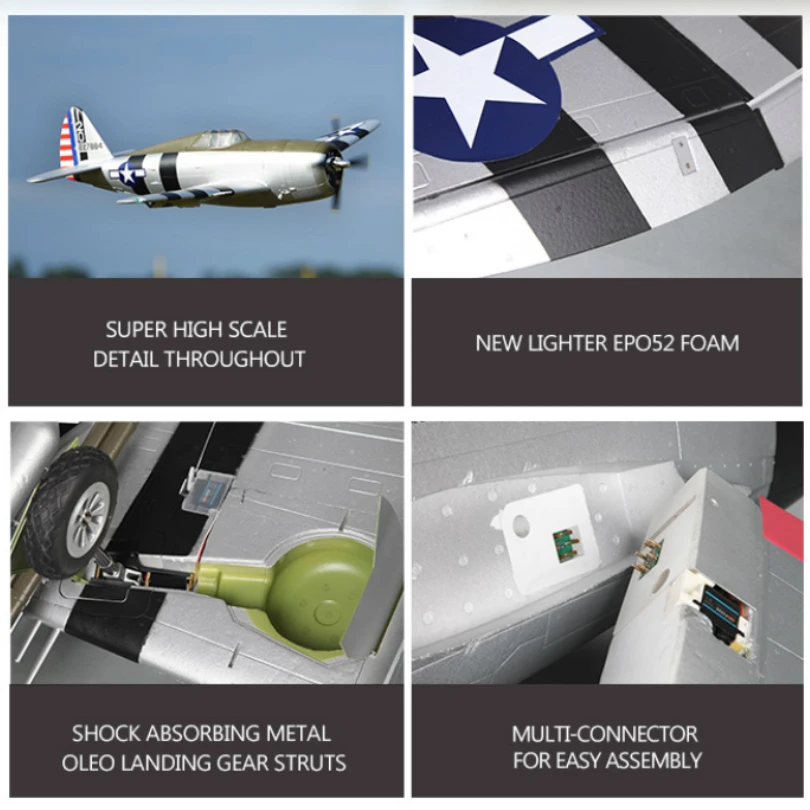 FMSRC Airplane 1500mm 1.5M P47 P-47 Razorback 6CH with Retracts LED 6S PNP Scale Gaint Big Warbird Model Plane Aircraft Hobby