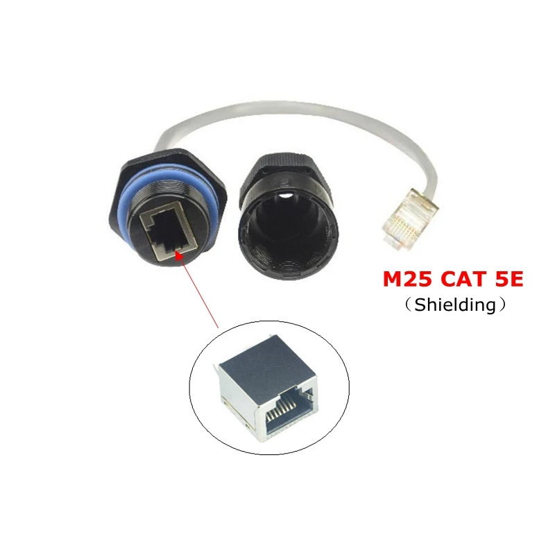 0.25M CAT5E RJ 45 Waterproof M25 shielded connector Ethernet CAT 5E RJ45 IP68 Water proof network cable for outdoor AP IP Camera