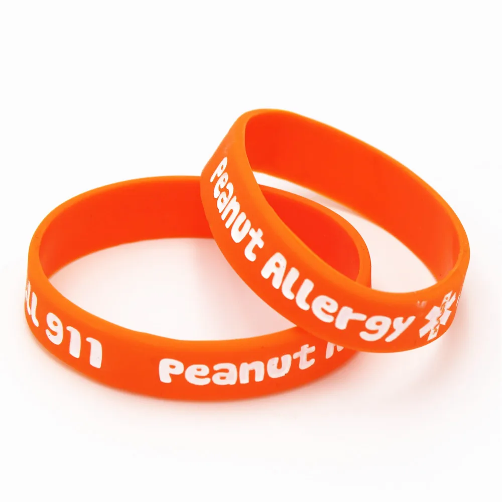 1PC Printed Peanut Allergy Call 911 Silicone Wristband Little Kids Baby Silicone Armband Bracelets&Bangles Medical Gifts SH162