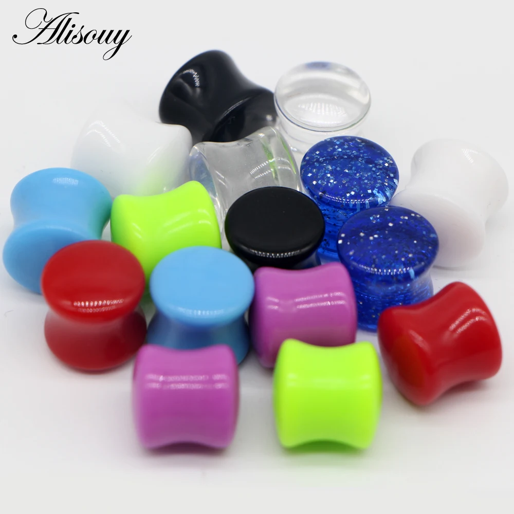 Alisouy NICE piercing body jewelry 1 Pair mixed gauges clear Transparent Tunnels ear expander Stretchers saddle acrylic ear plug