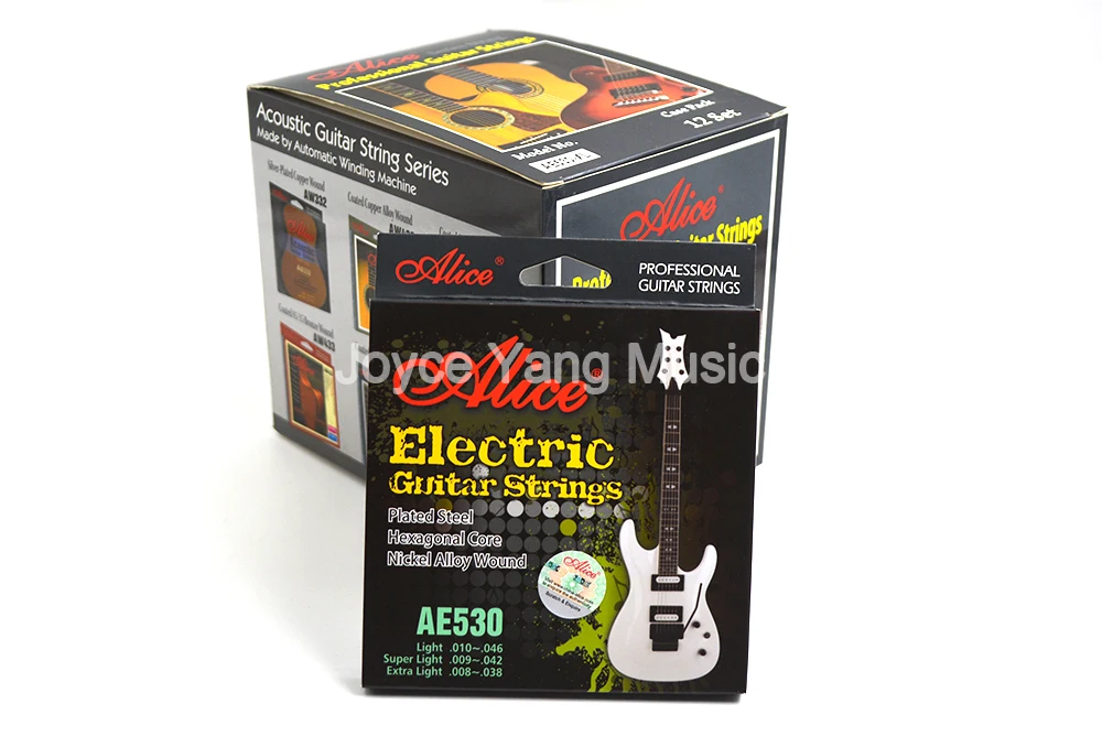 10 Sets Alice AE530-L/SL/XL Electric Guitar Strings Plated Steel Hexagonal Core Nickel Alloy Wound Gold-Plated Ball-End Strings