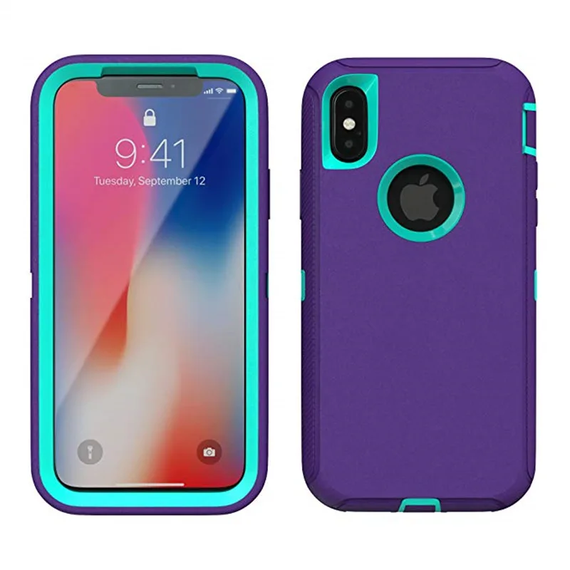 حافظة مدرعة 3 في 1 لهاتف آيفون X XS MAX XR 6 6S 7 8 Plus حافظة حماية ضد الصدمات لهاتف آيفون 11 12 13 Pro Max Mini
