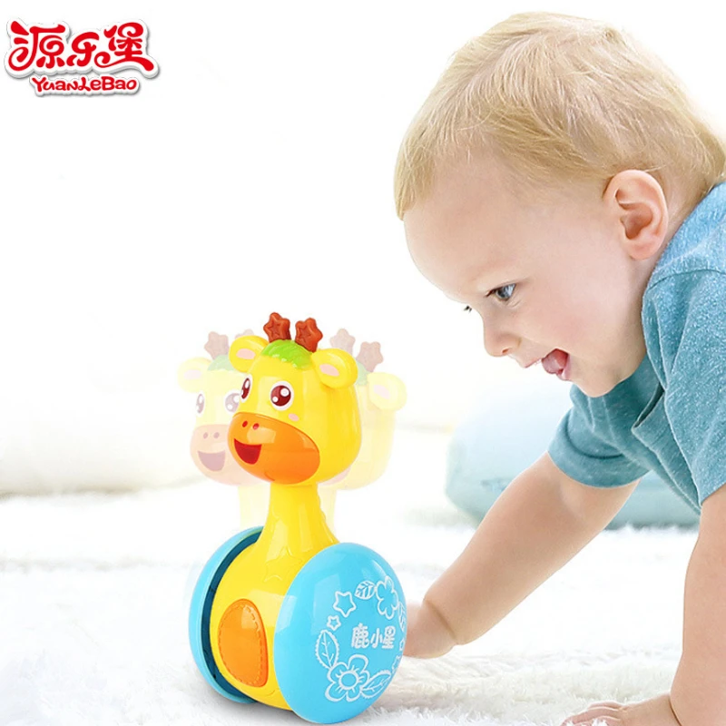 Yuanlebao Cartoon Giraffe Roly-poly Baby Rattle Newborn Toys Tumbler Doll Music Toy for infant Educational Baby Toys 0-12 Months