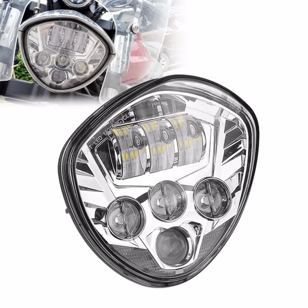 

Promption! Motorcycle Led Headlight Head Light accessories LED Hi Lo Headlamp Lighting Black Chrome For Victory