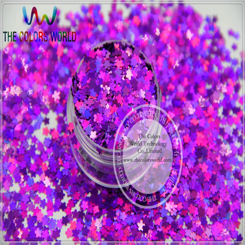 FL-8 Flower shape Size 3 mm laser holographic Purple Color Glitter paillette spangle for Nail Art and DIY supplies1pack=50g