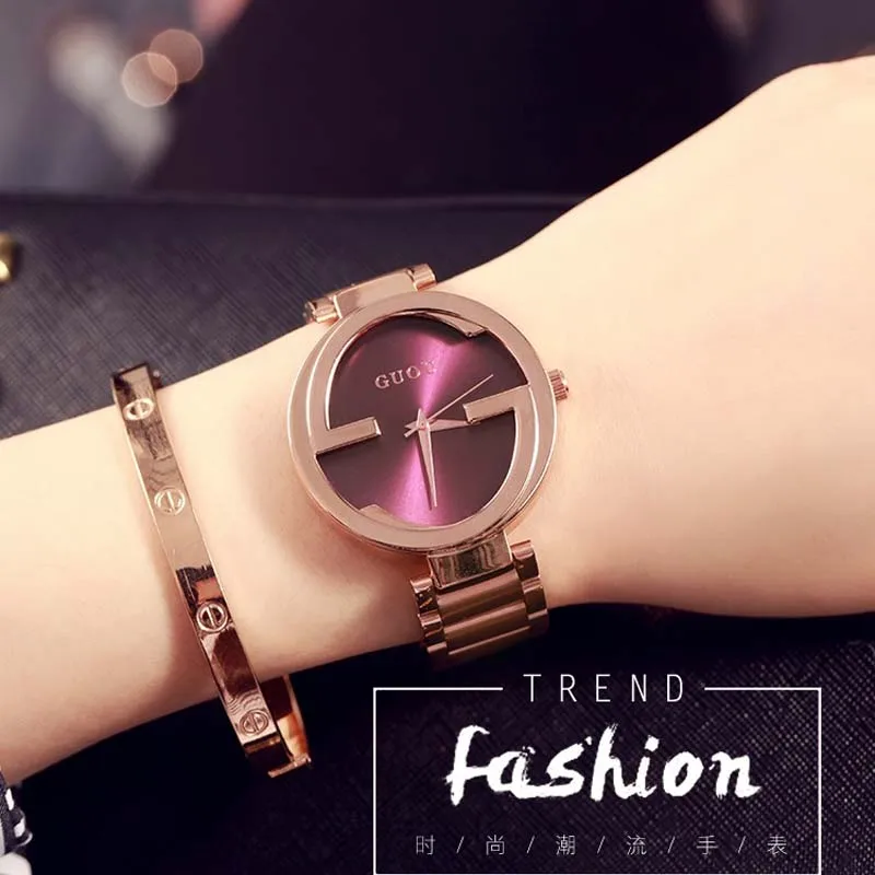 

2019 Fashion Guou Top Brand Luxury Rose Steel Personality Relogio Feminino Lady Casual Gift Ladies Dress Hours Wrist Watches