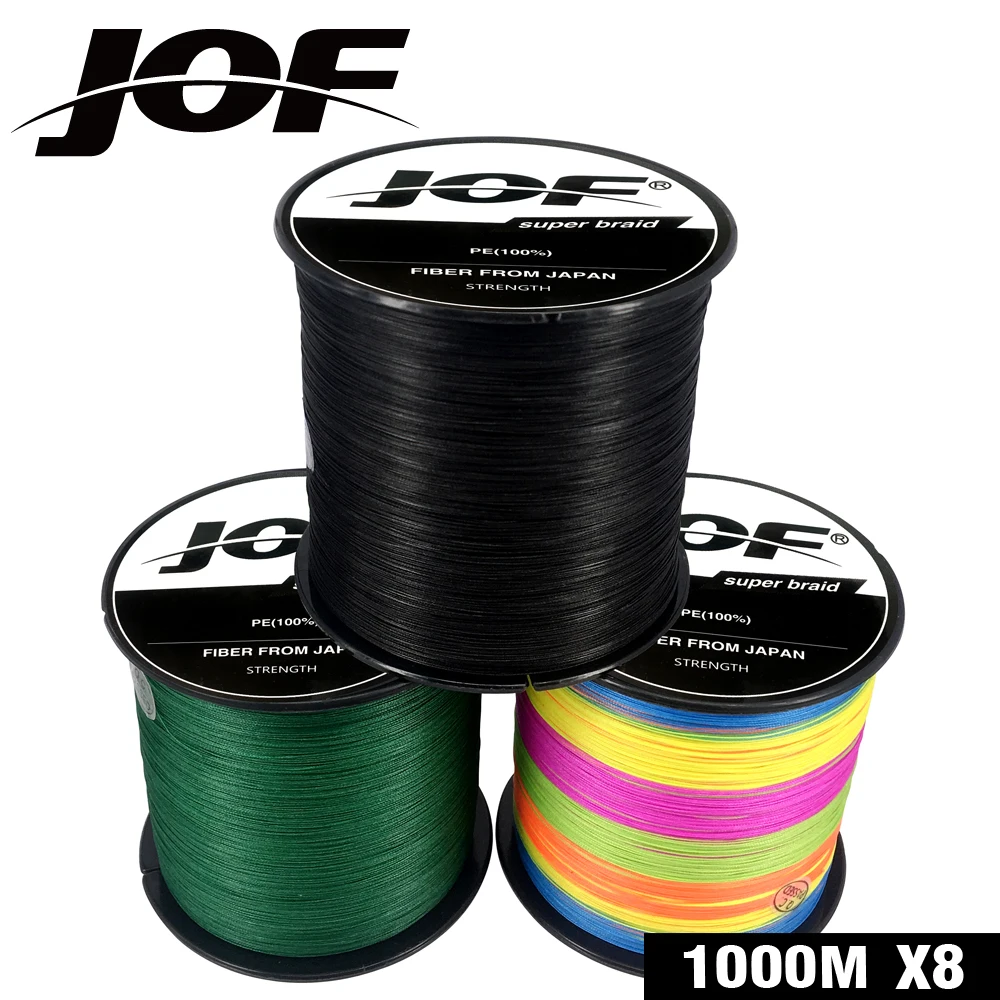 JOF 1000m Fishing Line 8 Strands PE Carp Fishing Cord Pesca Braided Wire 22-88LB Peche 9 Colors Strong Fishing Accessories