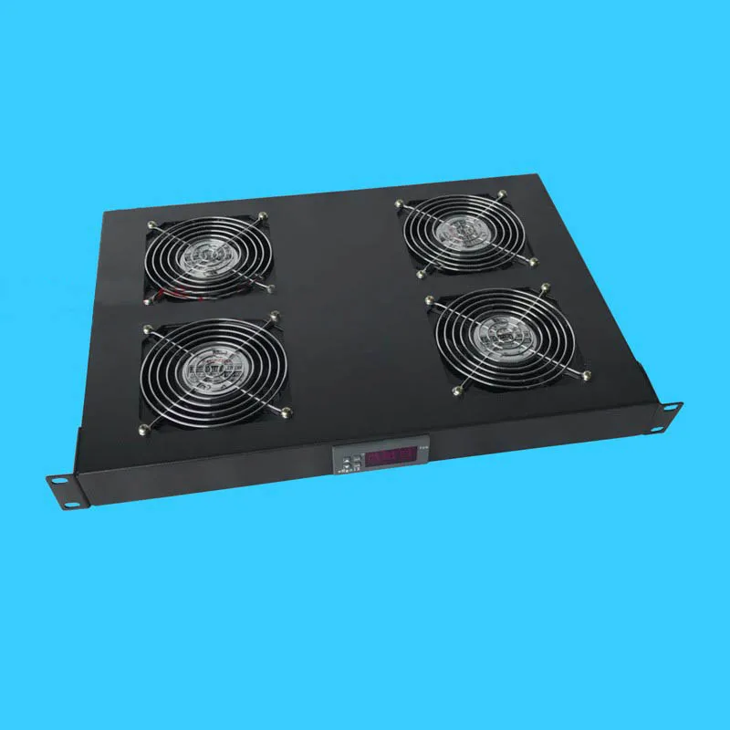 rack cabinets temperature control fan unit 1U 4 220V Engine room ventilation fan with Temperature controller