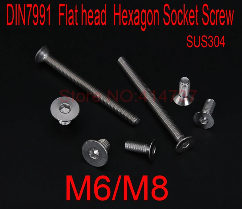 

DIN7991 Stainless Steel A2 M6/M8 Flat head Hexagon Hex Socket Screws countersunk Cap Screws Length 8mm-80mm