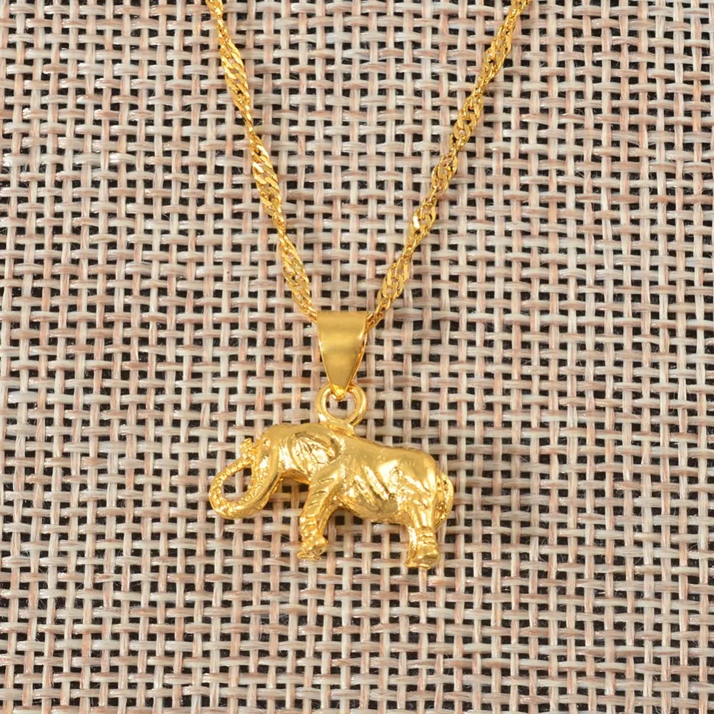 Anniyo SMALL Elephant Pendant and Chain Necklaces for Women Girls,Silver Color/Gold Color Charm Animal Jewelry  @003009