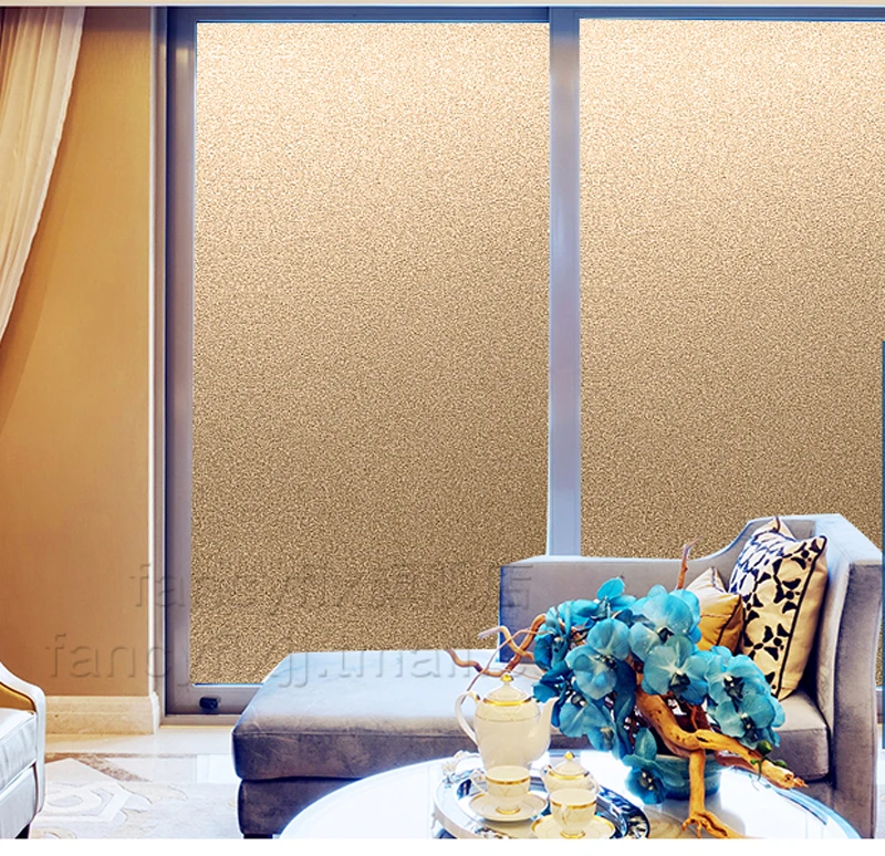 

Gold Glue-Free Cling Window Stickers, Frosted Bathroom Static Film, Translucent, Office Glass Film, Security Block, 50-90cm