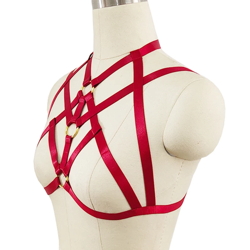 Red Body Harness Belt Elastic Adjust wedding Garter Belt Goth Sexy Lingerie Punk Crop Top Harness Fetish Bondage Body Cage