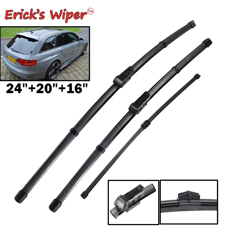 Erick\'s Wiper LHD Front & Rear Wiper Blades Set For Audi A4 B8 2009 - 2016 Windshield Windscreen Window Car Brushes 24\