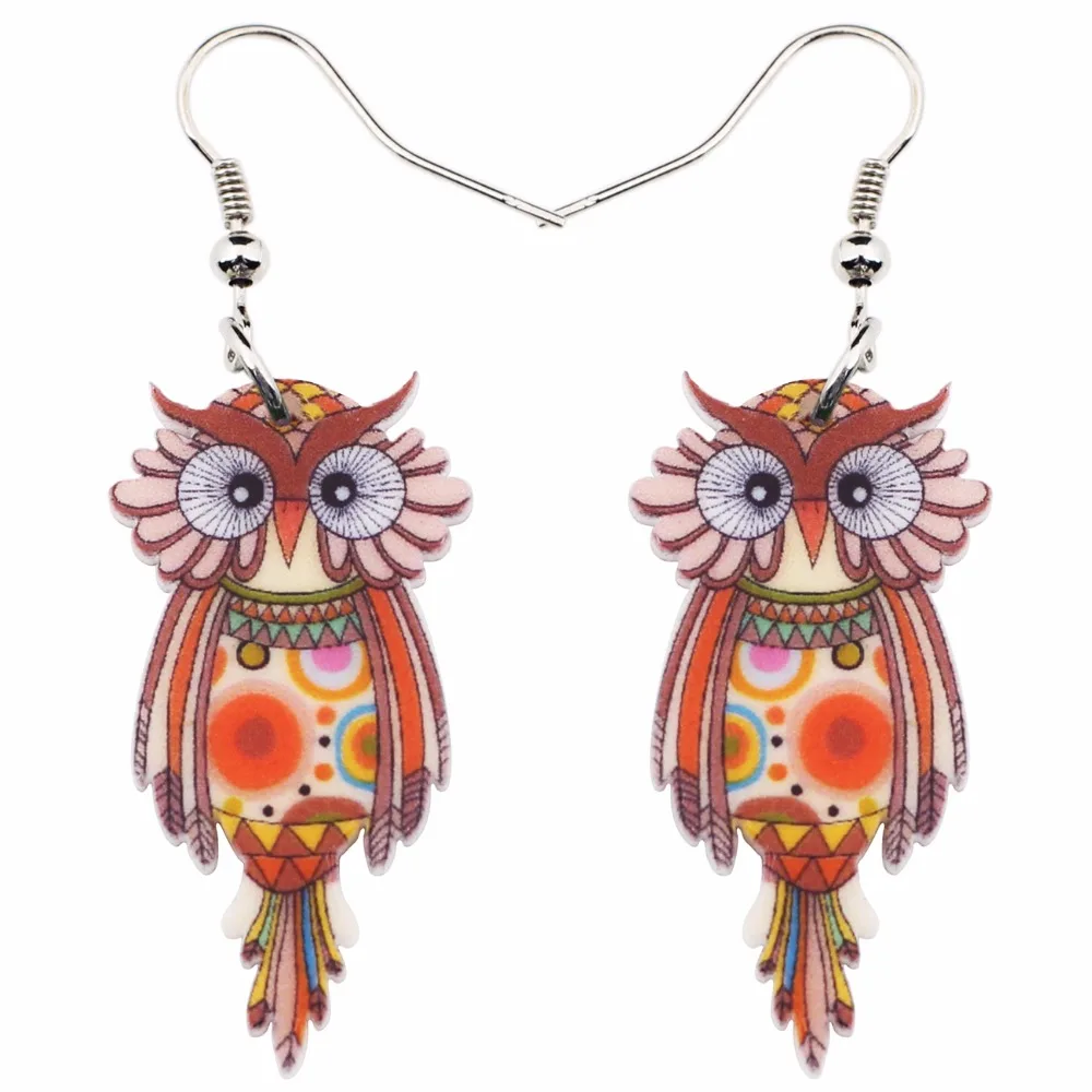 Bonsny Animal Acrylic Stud Dangle Drop Owl Birds Big Long Earrings News Fashion Jewelry For Girls Women Teens KIDS Anime Gift