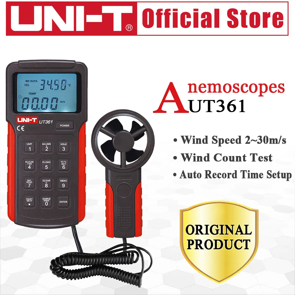 UNI-T UT361 Anemometer wind speed temperature tester Wind Count Units Switch Wind Speed Display