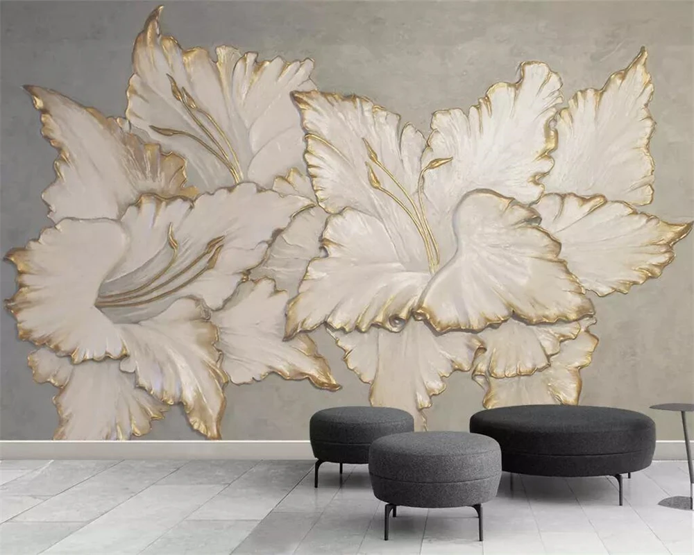 

Beibehang Custom wallpaper embossed three-dimensional magnolia TV background wall living room bedroom decoration 3d wallpaper