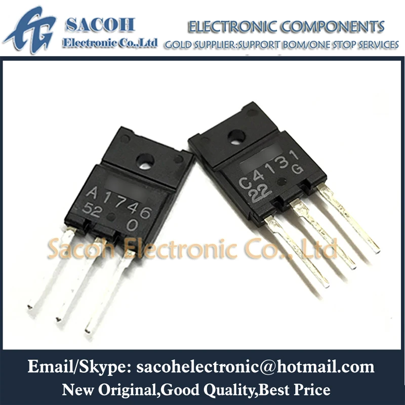 

New Original 2Pairs(4Pcs)/Lot 2SA1746 A1746 + 2SC4131 C4131 TO-3PF Silicon NPN + PNP Epitaxial Planar Transistor