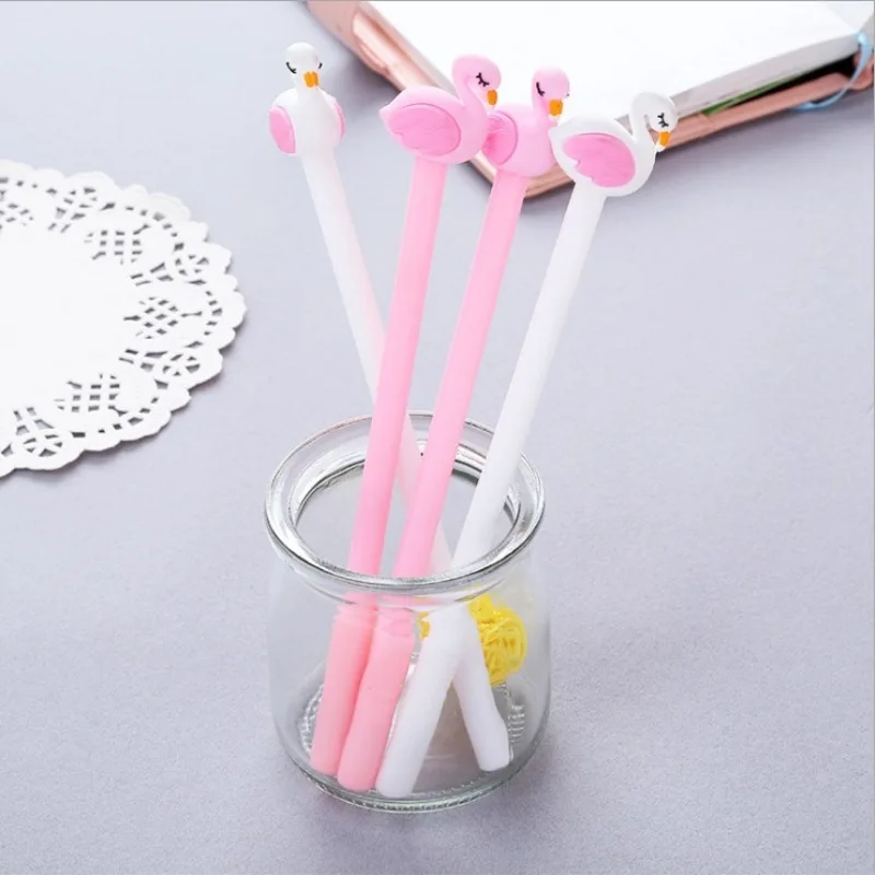 Jonvon Satone 30pcs Cartoon Flamingos Neutral Pen Stationery Creative Black Writing Pen Student Stationery 0.5mm