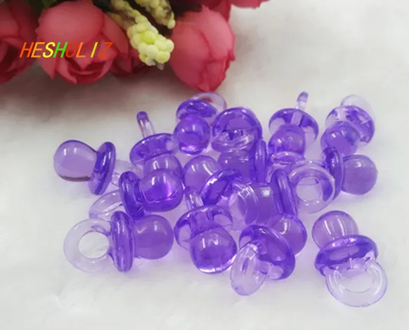 

100Pcs Mini Pacifiers Baby Shower Favor Clear Purple Girl Decor Party Decorations