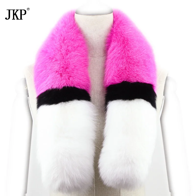 2024 JKP new real fox fur collar women\'s fur 100% natural fur collar autumn and winter fox collar colorful fashion leather scarf