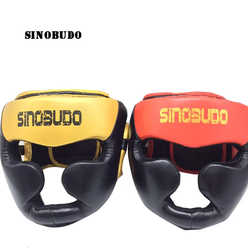 SINOBUDO Closed Type MMA Boxing helmet Head Protector Guard Taekwondo Sanda Muay Thai Kickboxing Competition Head Gear