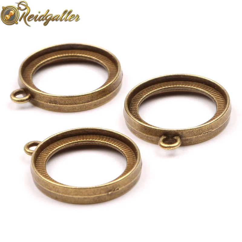 20 stks/partij Fit 20mm Ronde Blank Cabochon Instellingen antieke Bronzen hol Hanger Ketting basis trays