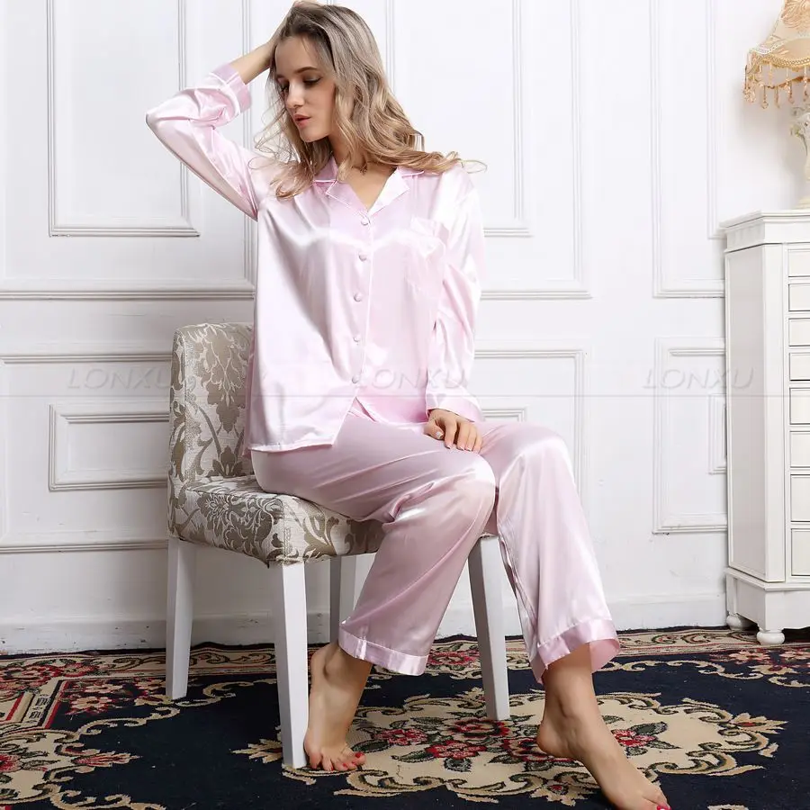 Womens 100% Silk  Pajamas Set  Pajama Pyjamas  Set  Sleepwear Loungewear  XS  S  M  L  XL