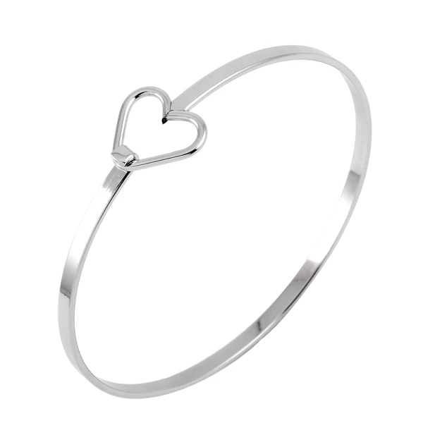 CMB0288 stainless steel wire charms bangle hot selling heart charm bangle bracelet 60mm cheap wholesale