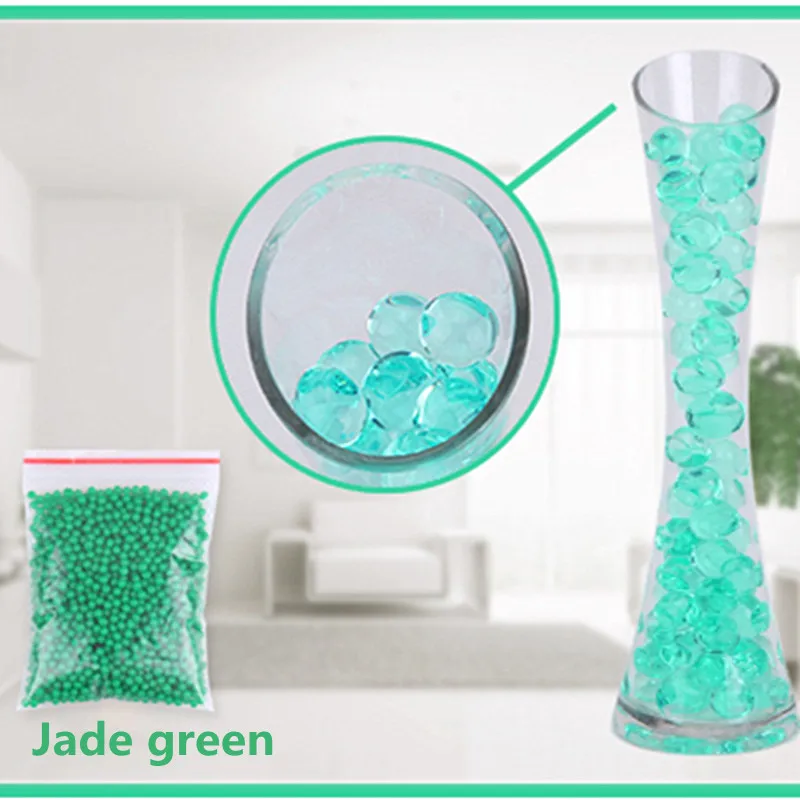 Jade green color 1000pcs/Bag Crystal Mud Soil Water Beads Bio Gel Ball For Flower/Weeding/Deraction