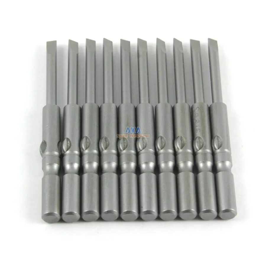 

10 Pieces 3.0mm Magnetic Slotted Screwdriver Bit S2 Steel 5mm Round Shank 60mm Long