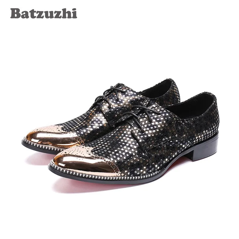 Batzuzhi Luxury Men Shoes Lace-up Designer's Dress Shoes Men zapatos de hombre Black Party, Business Leather Shoes for Men,US12