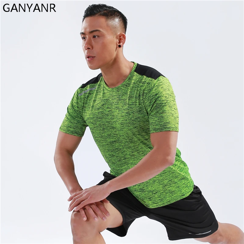 GANYANR Corsa e Jogging T Degli Uomini Della Camicia di Basket Tennis Abbigliamento Sportivo Tee Sport di Fitness Palestra Jogging Esercizio di Formazione Rashgard di Calcio Fit Asciutto