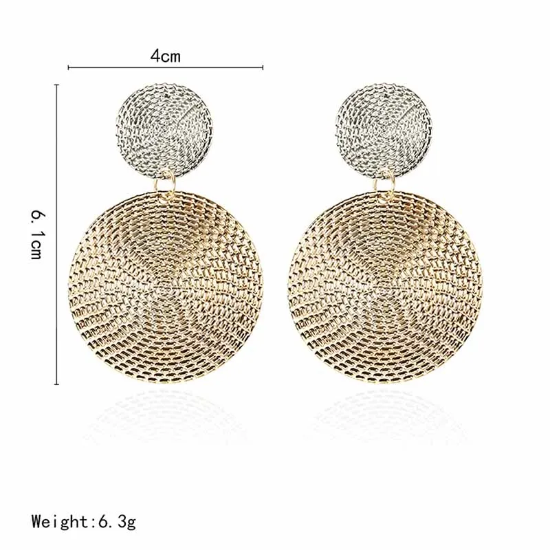 New Jewelry Exaggerated Metal Round Earrings Women's Double Round Pendant Ladies Long Earrings Brincos Jewelry