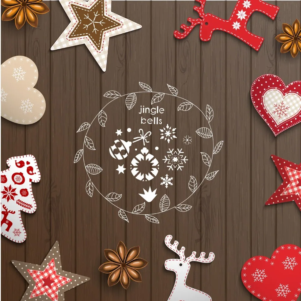 1Pcs 13cm Merry Christmas Floral DIY Layering Stencils Wall Painting Scrapbook Coloring Embossing Album Decor Paper Template