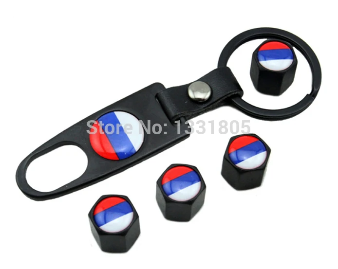 1 set Russian Flag Emblem Decal Car Wheel Tyre Tire Valve caps Screws with Wrench Accessory For Range Rover Freelander Mini etc