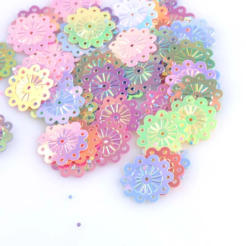 10g mixed round flower Spangle Loose Sequins Multicolor Paillettes Sewing Craft Children DIY Accessories 18mm CP1417