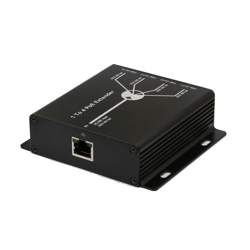 Extensor Poe para câmera ip, dispositivos de rede, plug and play, 1 porta t0 4, 10/100m, 25,5 w, 120 metros, iee802.3af