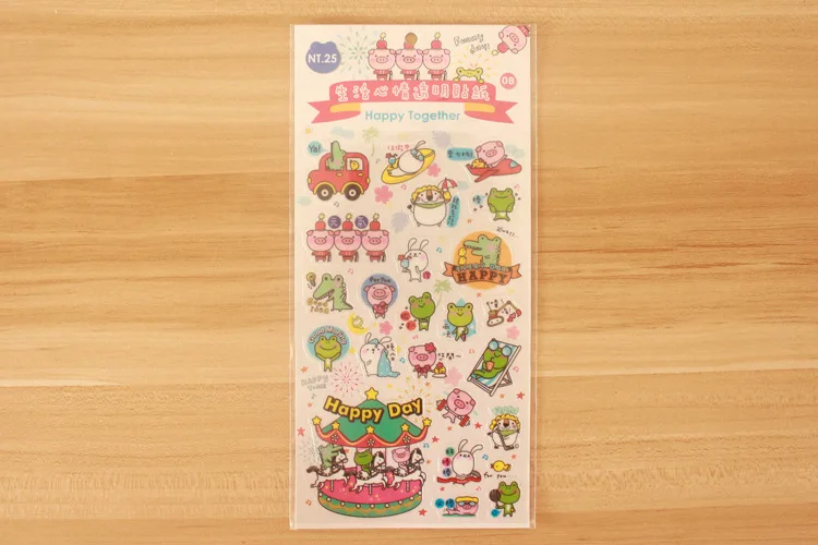 Cartoon animal Sticker  pvc Transparent Organizer Calendar Diary Book Planner  Scrapbook Decoration Diary Sticker papeleria