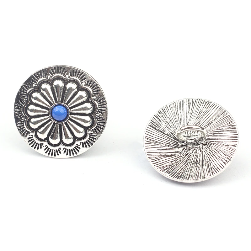 3pcs/lot 30MM Retro Zinc Alloy  Round Daisy Flowers Decorative Concho Buttons Charms Pendants DIY Hair Jewelry Accessories