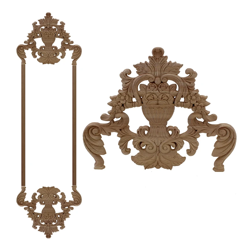 

VZLX Shape Woodcarving Decal Vintage Wood Onlay Applique Decorative Wooden Figurines Home Decoration Maison Accessories