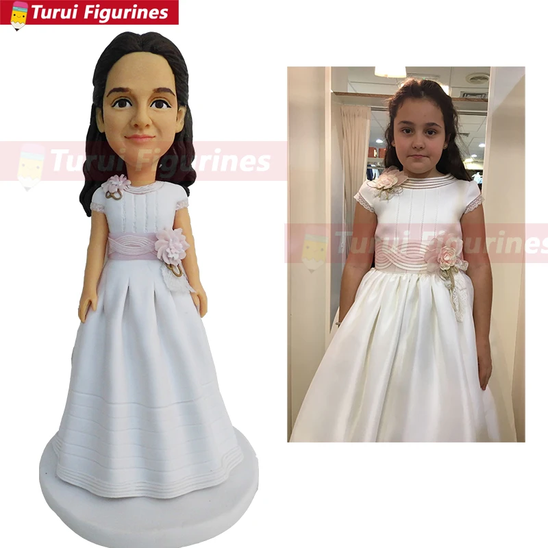 

first communion gift jesus christ praying girl figurine mini statue people real face custom design sculpture service by Turui F