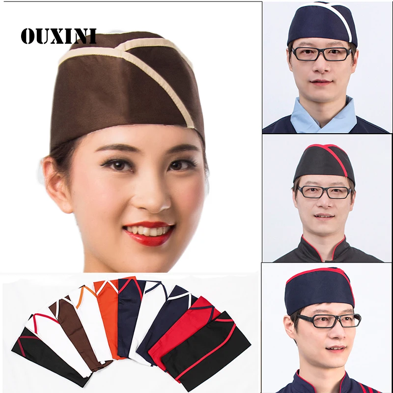 5piece Japanese chef hat restaurant sushi white cap baking gauze food men and women work hat waiter breathable cook hat