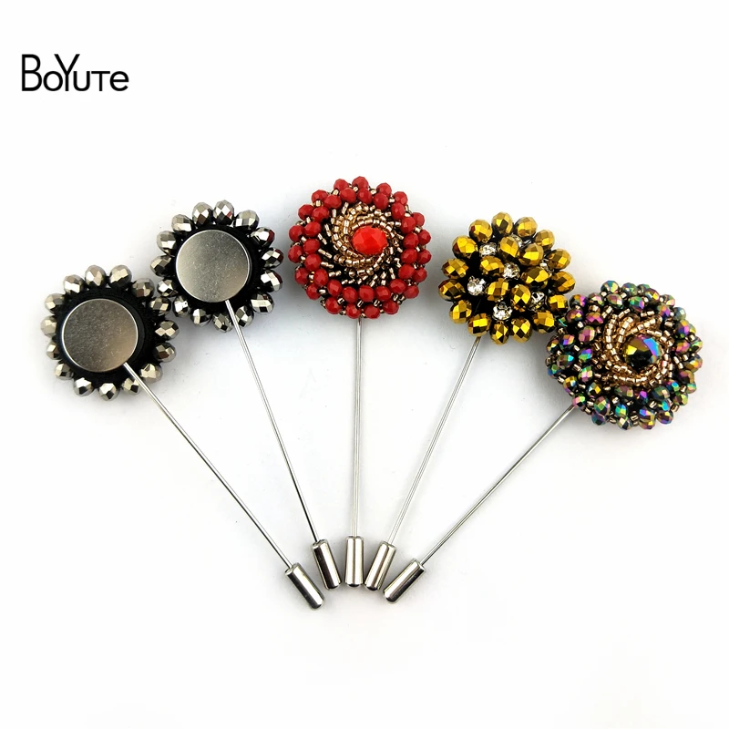 BoYuTe (5 Pieces/Lot) Hand Sewing Beads Lapel Pin Fashion Design Men's Suit Brooch Boutonniere