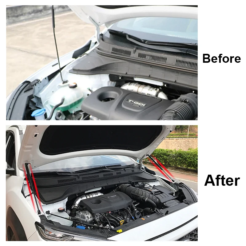 For Hyundai Kona Encino 2017 2018 2019 2020 Hydraulic Rod Front Hood Engine Cover Rod Gas Strut Spring Bar Car Accessories