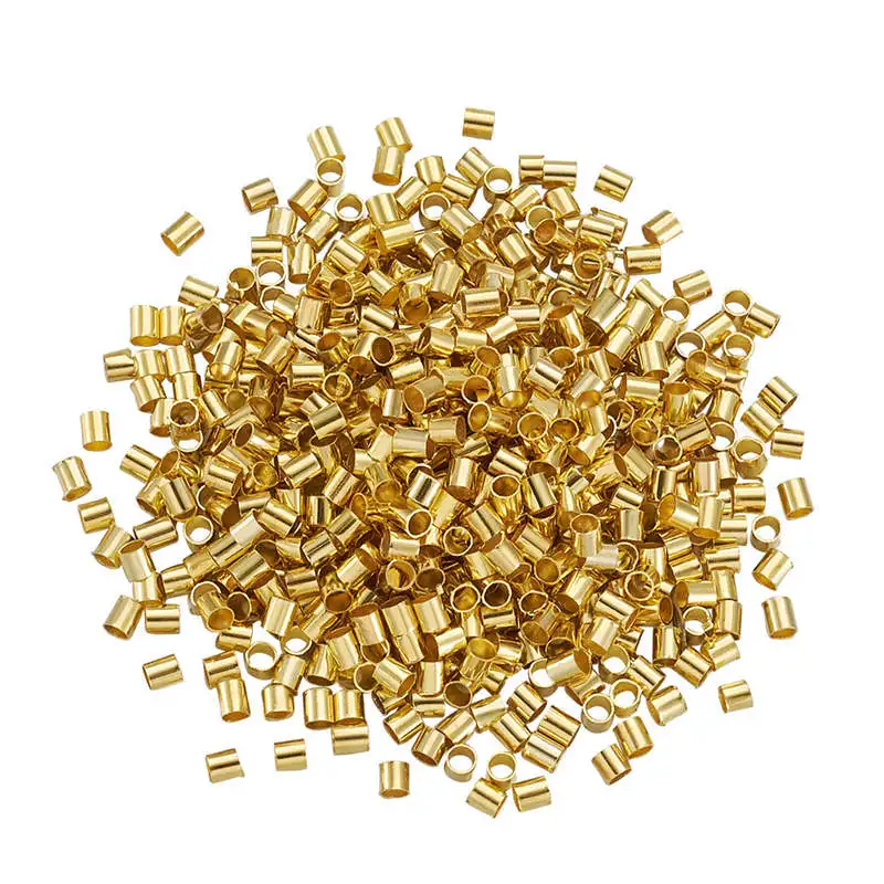 

900pcs/10g 2MM Brass Tube Crimp Beads Cord Cover Tips Bead Spacer for Jewelry Making DIY Bracelet Necklace 2x2mm Hole 1.5mm