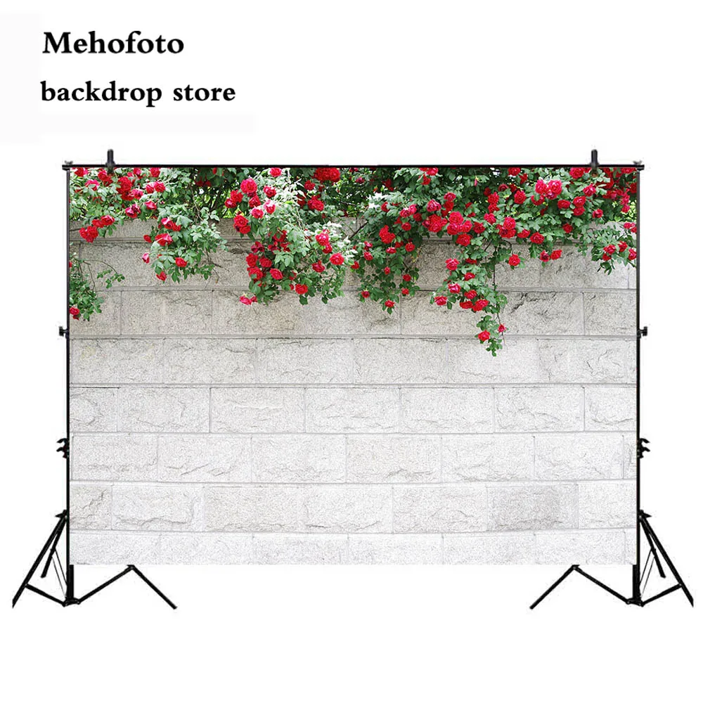 

White Brick Wall Photography Backdrops Flower Photo Background for Photographic Studio Computer Printed Vinyl Cloth 826