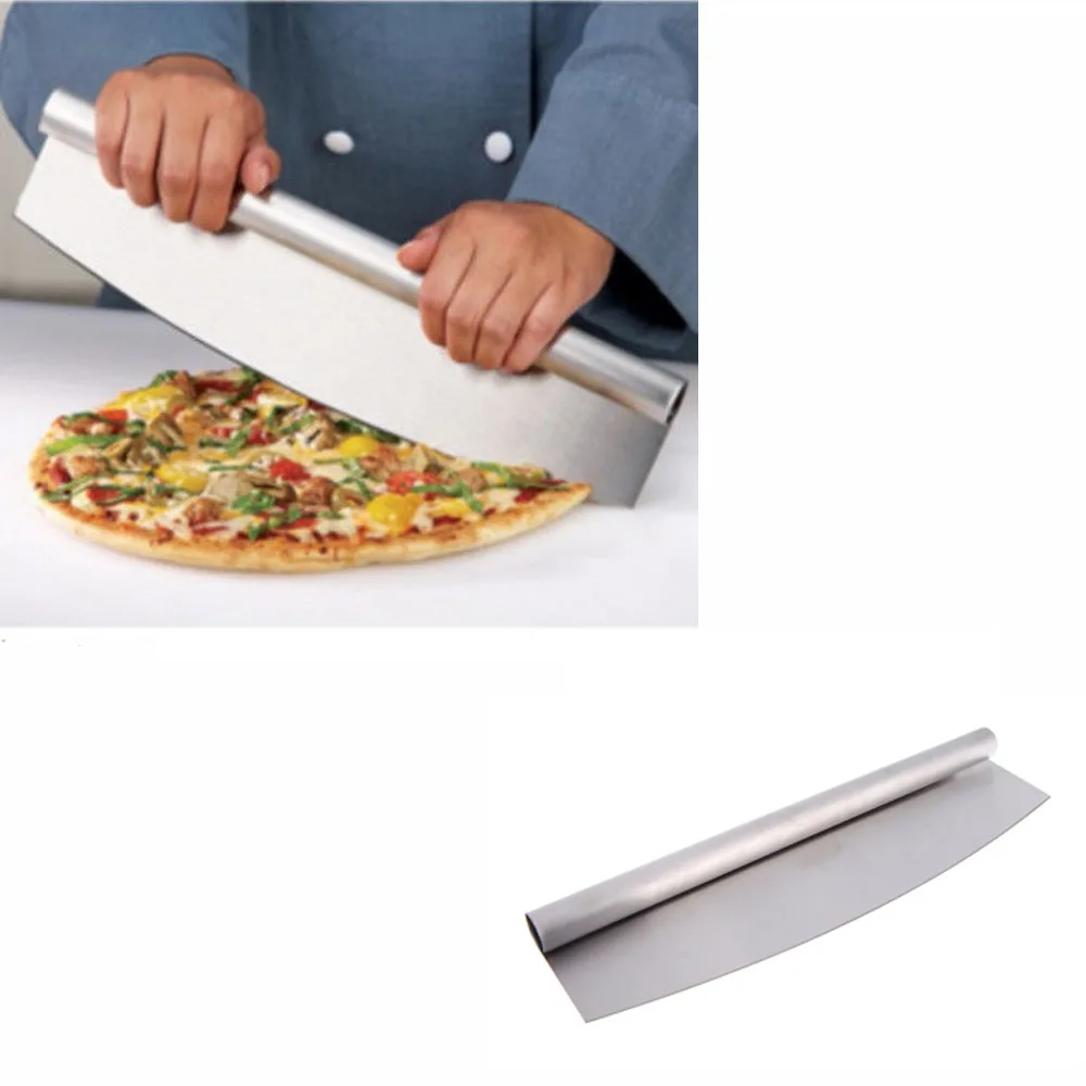 

14" Professional Baking Tools Pizza Slicer Bakeware Stainless Steel Pizza Cutter Rocker Knife Pizza Knife