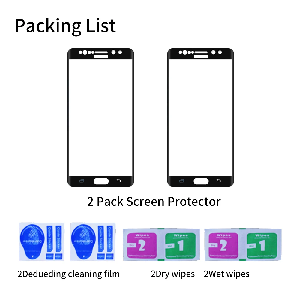 2pcs For Samsung Galaxy Front Film Note 7 fe Note 8 Note 9 Glass Screen Protector Tempered Note8 Note9 Back Protector HD Film