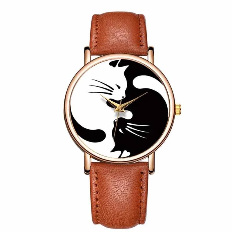 2024 New Simple Watches Women Casual Ladies Watch Leather Girls Cat Quartz Watch Woman Clocks Vrouwen Zegarek Damski