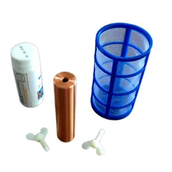 Anode de remplacement en cuivre sans chlore, pour utilisation de purificateur de piscine solaire + bande de test en papier + filet + brosse